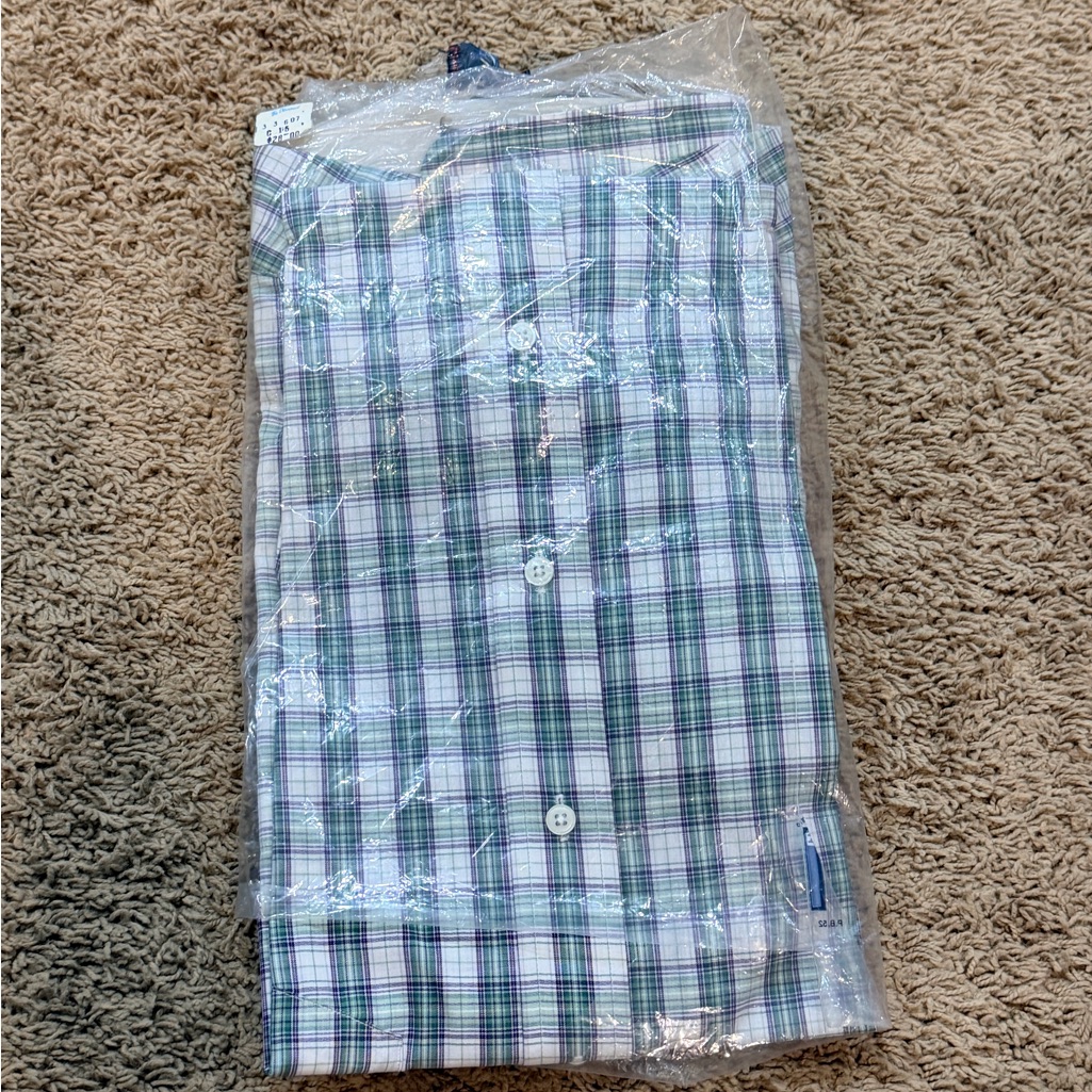Gant Teal Plaid Blazers Oxford Button Down Shirt Size 16/33 Nwt Deadstock — image 6 of 7